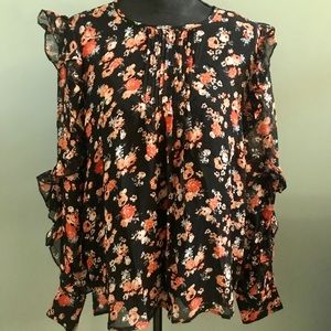 Lucky Brand NWT Long Sleeve Ruffle Blouse Sz M